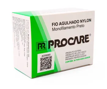 Imagem de Fio De Sutura Nylon 6-0 Com Agulha 20mm 3/8 Triangular Procare - Caixa Com 24 Unidades